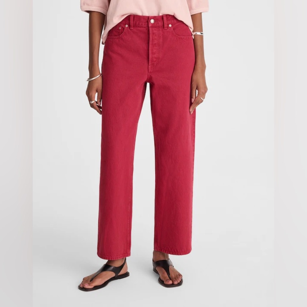 Madewell Low Slung Baggy Crop Jeans in Dark Rosette Wash